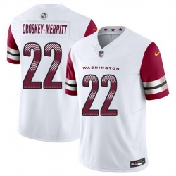 Men Washington Commanders 22 Jacory Croskey Merritt White 2025 F U S E  Vapor Limited Stitched Football Jersey
