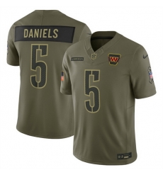 Men Washington Commanders 5 Jayden Daniels Olive 2025 Salute to Service Limited Stitched Football Jersey