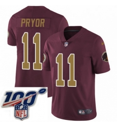 Mens Nike Washington Redskins 11 Terrelle Pryor Burgundy RedGold Number Alternate 80TH Anniversary Vapor Untouchable Limited Stitched 100th anniversary Nec