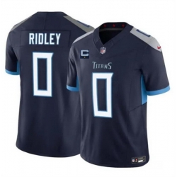 Men Tennessee Titans 0 Calvin Ridley Navy 2025 F U S E  With 1 Star C Patch Vapor Limited Stitched Football Jersey
