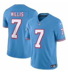 Men Tennessee Titans 7 Malik Willis Light Blue 2023 F U S E  Vapor Limited Throwback Stitched Football Jersey