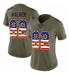 Womens Nike Tennessee Titans 82 Delanie Walker Limited OliveUSA Flag 2017 Salute to Service NFL Jersey