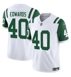 Men New York Jets 40 Donovan Edwards White 2025 F U S E  Classic Alternate Vapor Untouchable Limited Stitched Jersey