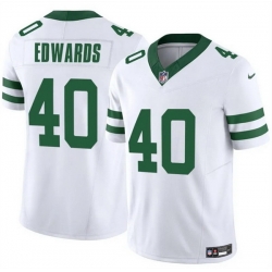 Men New York Jets 40 Donovan Edwards White 2025 F U S E  Vapor Untouchable Limited Stitched Jersey