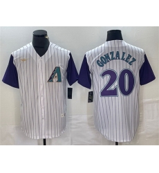 Men Arizona Diamondbacks 20 Luis Gonzalez White Throwback Cool Base Stitched Baseball Jersey