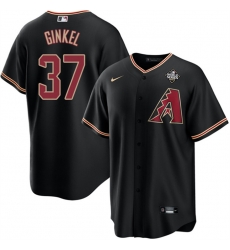 Men Arizona Diamondbacks 37 Kevin Ginkel Black 2023 World Series Cool Base Stitched Baseball Jersey