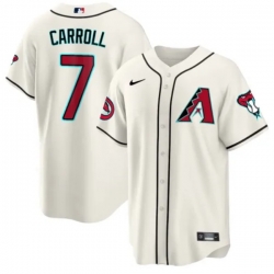 Men Arizona Diamondbacks 7 Corbin Carroll 2023 24 Cream Cool Base Stitched Baseball Jersey