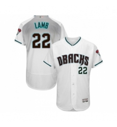 Mens Arizona Diamondbacks 22 Jake Lamb White Teal Alternate Authentic Collection Flex Base Baseball Jersey