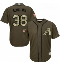 Mens Majestic Arizona Diamondbacks 38 Curt Schilling Replica Green Salute to Service MLB Jersey