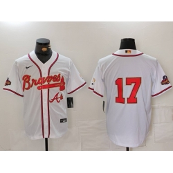 Men Atlanta Braves 17 Andy Messersmith WhiteGold World Series Champions Cool Base Stitched Baseball Jersey 465