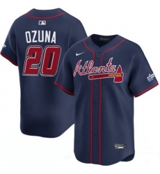 Men Atlanta Braves 20 Marcell Ozuna Navy 2025 Speedway Classic Alternate Limited Stitched Baseball Jersey Men Atlanta Braves 20 Marcell Ozuna Navy 2025 Speedway Classic Alternate Limited Stitched Baseball Jersey