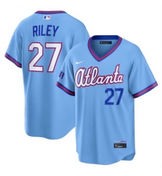 Men Atlanta Braves  27 Austin Riley Powder Blue 2026 City Connect Stadium Stitched Baseball Jersey