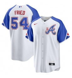 Men's Atlanta Braves #54 Max Fried White 2023 City Connect Cool Base Stitched Baseball Jersey