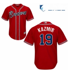 Mens Majestic Atlanta Braves 19 Scott Kazmir Replica Red Alternate Cool Base MLB Jersey 