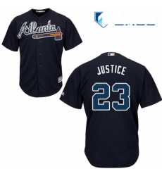 Mens Majestic Atlanta Braves 23 David Justice Replica Blue Alternate Road Cool Base MLB Jersey