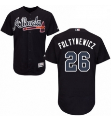 Mens Majestic Atlanta Braves 26 Mike Foltynewicz Navy Blue Alternate Flex Base Authentic Collection MLB Jersey