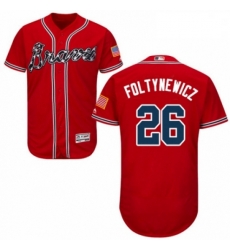 Mens Majestic Atlanta Braves 26 Mike Foltynewicz Red Alternate Flex Base Authentic Collection MLB Jersey