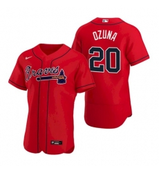 Mens Nike Atlanta Braves 20 Marcell Ozuna Red Alternate Stitched Baseball Jersey