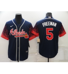 Men's Nike Atlanta Braves 5 Freddie Freeman Navy 2021 New Jersey