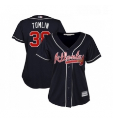 Womens Atlanta Braves 38 Josh Tomlin Replica Blue Alternate Road Cool Base Baseball Jersey 