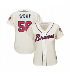 Womens Atlanta Braves 56 Darren O Day Replica Cream Alternate 2 Cool Base Baseball Jersey 