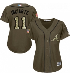 Womens Majestic Atlanta Braves 11 Ender Inciarte Replica Green Salute to Service MLB Jersey 