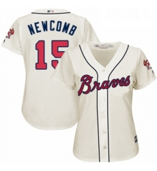 Womens Majestic Atlanta Braves 15 Sean Newcomb Replica Cream Alternate 2 Cool Base MLB Jersey 