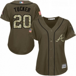 Womens Majestic Atlanta Braves 20 Preston Tucker Authentic Green Salute to Service MLB Jersey 