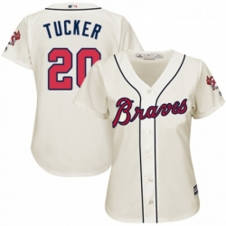 Womens Majestic Atlanta Braves 20 Preston Tucker Replica Cream Alternate 2 Cool Base MLB Jersey 