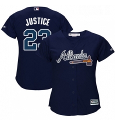 Womens Majestic Atlanta Braves 23 David Justice Authentic Blue Alternate Road Cool Base MLB Jersey