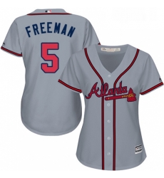 Womens Majestic Atlanta Braves 5 Freddie Freeman Authentic Grey Road Cool Base MLB Jersey