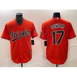 Men Baltimore Orioles 17 Colton Cowser Orange Cool Base Stitched Jersey