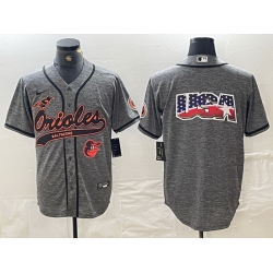 Men Baltimore Orioles Gray Team Big Logo Cool Base Stitched Jersey 6