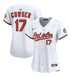 Women Baltimore Orioles 17 Colton Cowser White Home Limited Stitched Baseball Jersey
