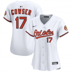 Women Baltimore Orioles 17 Colton Cowser White Home Limited Stitched Baseball Jersey