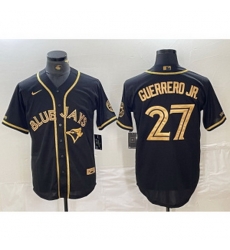 MLB Blue Jays 27 Vladimir Guerrero Jr  Black Gold Nike Cool Base Men Jersey