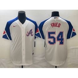 MLB Braves 54 Max Fried White City Connect Cool Base Men Jersey 7