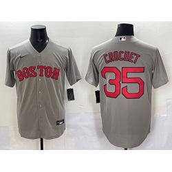 Men Boston Red Sox 35 Garrett Crochet Gey Cool Base Stitched Baseball Jersey