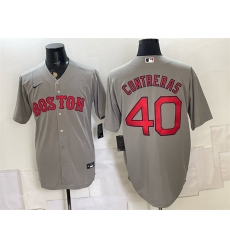 Men Boston Red Sox 40 Willson Contreras Grey Cool Base Stitched Baseball Jersey Men Boston Red Sox 40 Willson Contreras Grey Cool Base Stitched Baseball Jersey