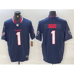 Men Houston Texans 1 Stefon Diggs Navy F U S E  Vapor Limited Stitched Footb