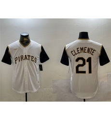 Men Pittsburgh Pirates 21 Roberto Clemente White Cool Base Stitched Jersey