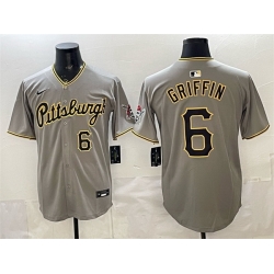 Men Pittsburgh Pirates  6 Konnor Griffin Grey Limited Stitched Baseball Jersey