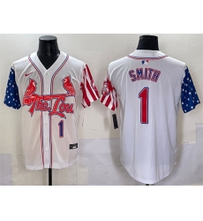 Men St Louis Cardinals 1 Ozzie Smith White Independence Day Vapor Premier Limited Stitched Baseball Jersey Men St Louis Cardinals 1 Ozzie Smith White Independence Day Vapor Premier Limited Stitched Baseball Jersey