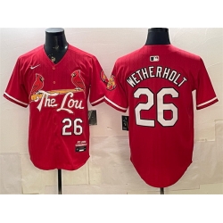 Men St  Louis Cardinals  26 JJ Wetherholt Red 2024 City Connect Stitched Baseball Jersey