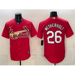 Men St  Louis Cardinals  26 JJ Wetherholt Red Cool Base Stitched Baseball Jersey