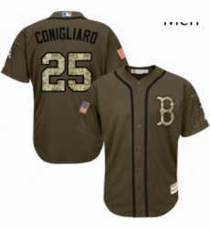 Mens Majestic Boston Red Sox 25 Tony Conigliaro Authentic Green Salute to Service MLB Jersey 