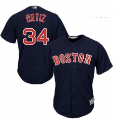 Mens Majestic Boston Red Sox 34 David Ortiz Replica Navy Blue Alternate Road Cool Base MLB Jersey