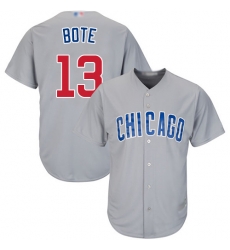 Cubs 13 David Bote Grey New Cool Base Stitched Baseball Jersey