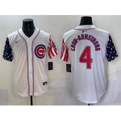 Men Chicago Cubs 4 Pete Crow Armstrong White 2025 Independence Day Vapor Premier Limited Stitched Baseball Jersey
