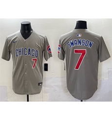Men Chicago Cubs 7 Dansby Swanson Gray Limited Stitched Baseball Jersey Men Chicago Cubs 7 Dansby Swanson Gray Limited Stitched Baseball Jersey